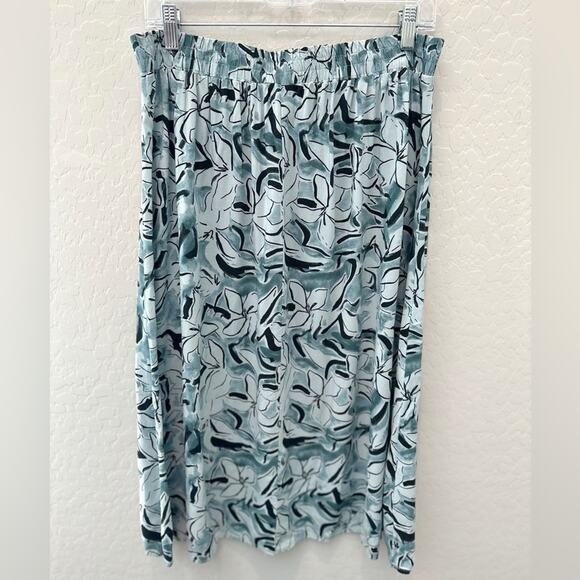 NINE WEST | Blue Black Floral Abstract Midi Skirt | Size Medium - Picture 4 of 7